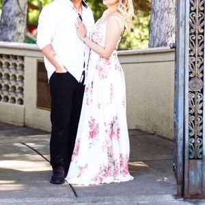 Floral white flows maxi dress, summer dress